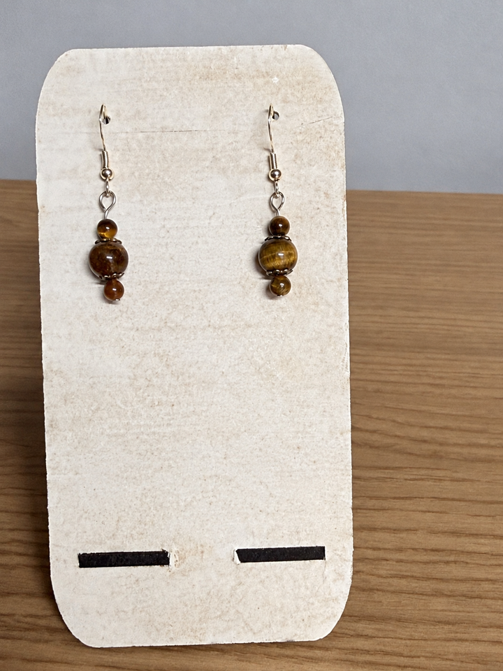 Boucles d’oreilles Les Trois Royaumes - Oeil de tigre
