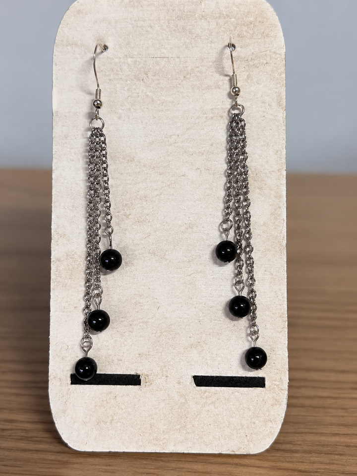 Boucles d’oreilles Danse des Nornes – Tourmaline noire