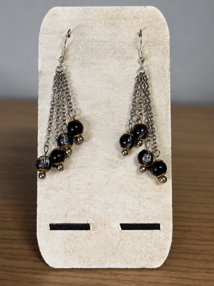 Boucles d’oreilles Les Éclats d’Anna – Noir & Transparent